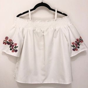Floral sleeve off shoulder top